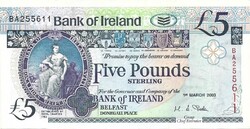 5 font pound pounds 2003 Bank of Ireland Észak Irország Gyönyörű