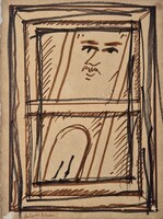 Szekeres István - Ablakban 44 x 32 cm filctoll, merített papír