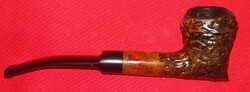 Régi agyagfejű " szakállas " cseréppipa kissé ívelt műanyag szárú / csutorával 15cm a képek szerint