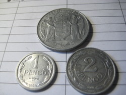 1 , 2 , 5 , pengő  , 1944  - 1941 - 1943 as