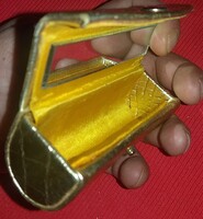 Régi aranyszín belül bársony mini pici pipere neszeszeres krokodilbőr tartócska tükrös képek szerint