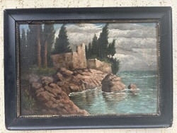 Hangulatos tengerparti táj K. Hofmann jelzéssel! Ritkaság!