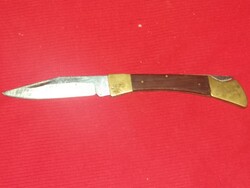 Retro fa nyeles réz rátétes acélpengés biztonsági záras bicska zsebkés 17cm-6cm penge képek szerint