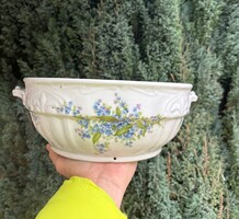 Nefelejcses anyagában liliomos porcelán tál pogácsástál pogácsás