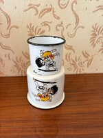 Retro  zománcos zománcozott bögre figurás