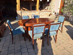 Art Deco étkezőgarnitúra – asztal + 6 szék, komplett szett