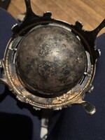 Ezüstözött fedeles tál / kehely jellegű tartóállvány