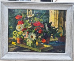 Weith László-Virágos csendélet-