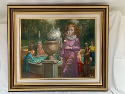 Herpai Zoltán: Séta a parkban c. festmény