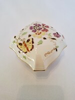 Zsolnay kézzel festett, nagy pillangós bonbonier / ékszertartó (363.)