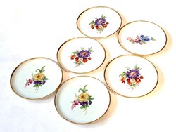 Régi, Kaiser gyártmányú, aranyozott vadvirágos alátét készlet. 10 cm átmérőjű