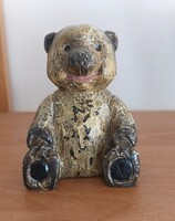 Vintage faragott kis maci 8,5 cm magas