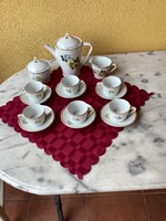 Rózsás hollóházi porcelán kávés mokkás készlet.