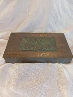 Retro bronz iparművészeti doboz, vészerződés, honfoglalás