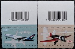 S4826-7k / 2006  Magyar Repüléstörténet III.  bélyegsor postatiszta vonalkódos