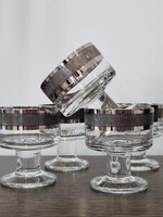 Régi bauhaus/ art deco stílusú, platina peremű pohárkészlet