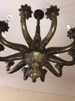 Elegant, bourgeois carved wooden chandelier with 10 branches