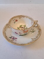 EXCEPTIONAL, WITH BUMPY DECOR! RARE Herendi Rotschild patterned coffee cup and saucer