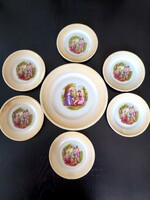 Zsolnay porcelán süteményes tányérkészlet (1941-1947) - 6+1 db-os