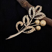 Ezüstözött  Cirkon bross 4  cm-es