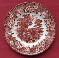 Ironstone Tableware angol jelenetes barna porcelán kistányér süteményes tányér
