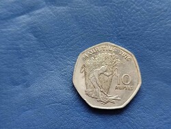 MAURITIUS 10 RÚPIA 2016 CUKORNÁD! HÉTSZÖGŰ!