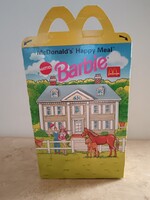McDonald’s Happy Meal doboz, Barbie és Hot Wheels Matel támogatásával. Retro darab 1996