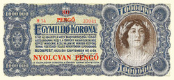 REPLIKA - 80 PENGŐ - 1.000.000 KORONA 1925 - RRR FELÜLBÉLYEGZETT