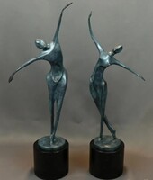 ​Absztrakt Elegancia: Art Deco Bronz Szoborpár