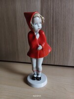 Metzler& Ortloff porcelán piros köpenyes kislány