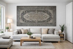 Impozáns Kaukázusi stílusú geometrikus nagyméretű falikárpit faliszőnyeg loft boho eklektikus