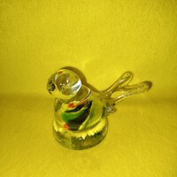 "Kis madár ". Muránói/Máltai üveg levélnehezék, dísztárgy, üveg szobor.