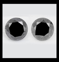 Természetes eredetű gyémánt páros–össz.: 5,62ct–2db AIG tanúsítványos Fancy Black gyémánt(színkezelt