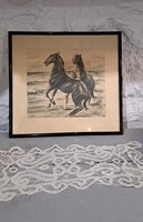 Grafitrajz-kép Max Liebermann: Rising Horses