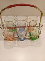 Vintage színes üdítős pohár készlet