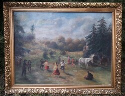 Cigány tábor -  mulatási / tánc / festmény.