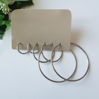 3 pár ezüstszínű karika fülbevaló, szett