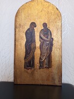 Antik stílusú, nagyméretű ikon – Szent Joachim és Szent Anna (Mária szülei)  41,5 cm magas