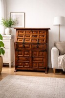 Egyedi spanyol reneszánsz stílusú vintage tömör tölgyfa komód szekreter írókomód írószekrény