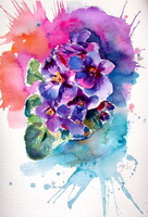 Violet -  watercolor painting - Viola -  akvarell festmény