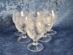 Vitrin állapotú ajkai forgó mintás csiszolt kristály likőrös konyakos pohár készlet