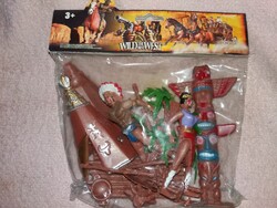 MINŐSÉGI WESTERN vadnyugati JÁTÉK KATONA SZETT INDIÁN TÁBOR BONTATLAN a képek szerint