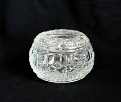 Vintage átlátszó "malachit üveg" ékszertartó szelence - Kurt Schlevogt cseh üveg doboz, bonbonier