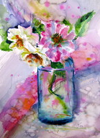 Wild roses-  watercolor painting - Vadrózsák -  akvarell festmény