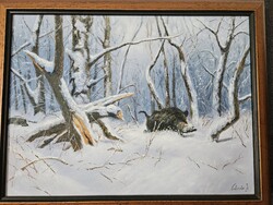 Császár József szignált olajfestmény