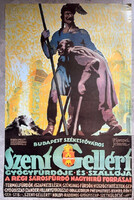 Szent Gellért fürdő erdeti magyar hirdető plakat, reklám, poszter, Budapest,