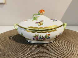 Herendi Viktória mintás, eperfogós ovális bonbonier