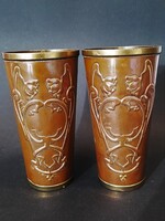 2 db. korabeli antik szecesziós réz kupa / pohár