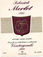 Boros címke: Szekszárdi Merlot.
