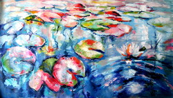 Colorful water lilies - oil painting /Színes vízililiomok .  olaj festmény